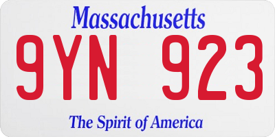 MA license plate 9YN923