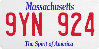 MA license plate 9YN924