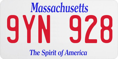 MA license plate 9YN928