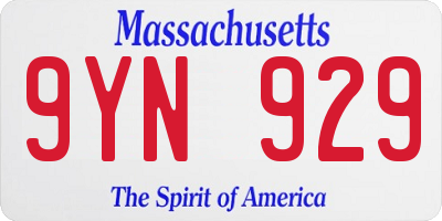 MA license plate 9YN929