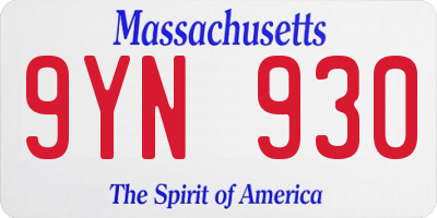 MA license plate 9YN930