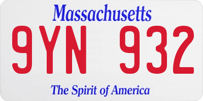MA license plate 9YN932
