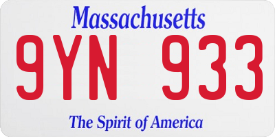 MA license plate 9YN933