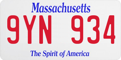 MA license plate 9YN934