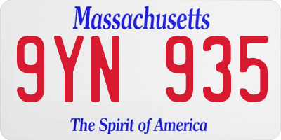 MA license plate 9YN935