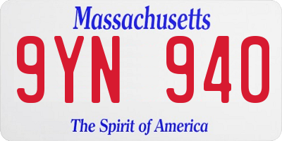 MA license plate 9YN940