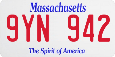 MA license plate 9YN942