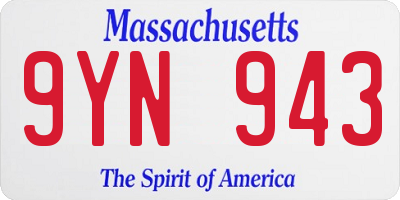 MA license plate 9YN943