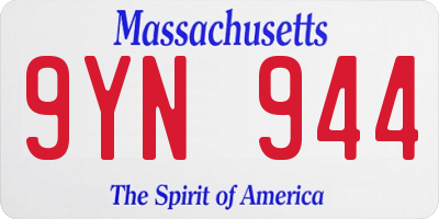 MA license plate 9YN944