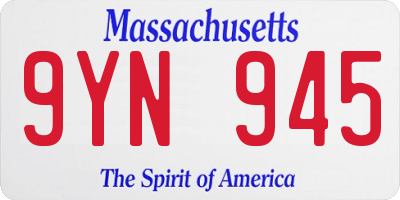 MA license plate 9YN945
