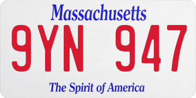 MA license plate 9YN947