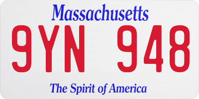 MA license plate 9YN948