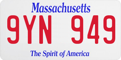 MA license plate 9YN949