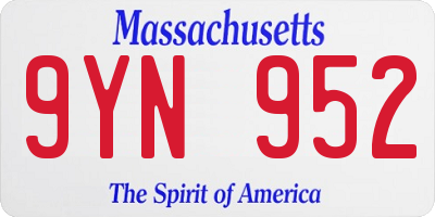 MA license plate 9YN952