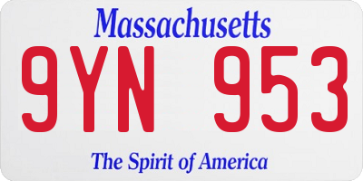 MA license plate 9YN953