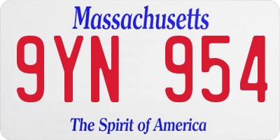 MA license plate 9YN954