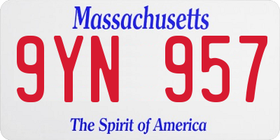 MA license plate 9YN957