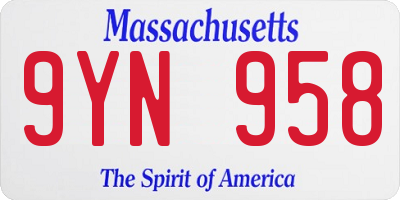 MA license plate 9YN958