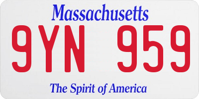 MA license plate 9YN959