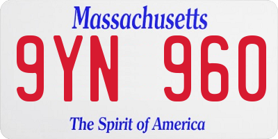 MA license plate 9YN960