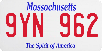 MA license plate 9YN962