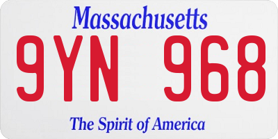 MA license plate 9YN968
