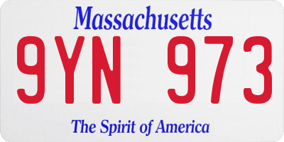 MA license plate 9YN973