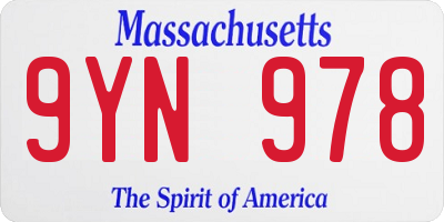 MA license plate 9YN978