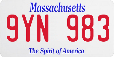 MA license plate 9YN983