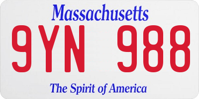 MA license plate 9YN988