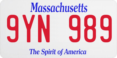 MA license plate 9YN989