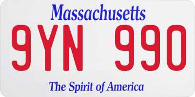 MA license plate 9YN990