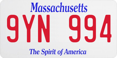 MA license plate 9YN994