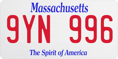 MA license plate 9YN996
