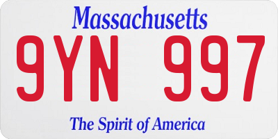 MA license plate 9YN997
