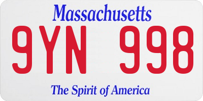 MA license plate 9YN998