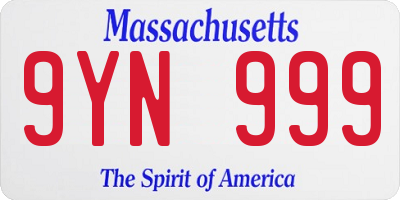 MA license plate 9YN999