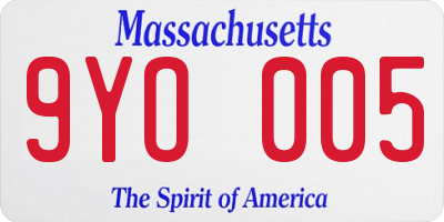 MA license plate 9YO005