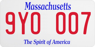 MA license plate 9YO007