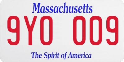 MA license plate 9YO009