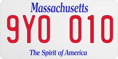 MA license plate 9YO010