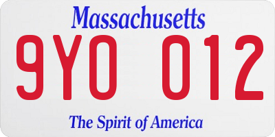 MA license plate 9YO012