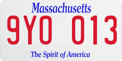 MA license plate 9YO013
