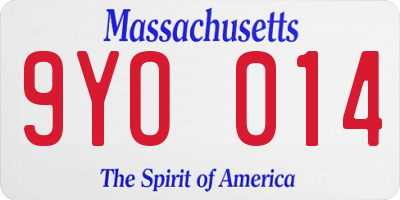MA license plate 9YO014