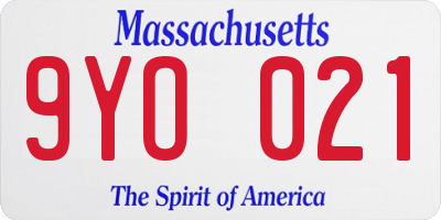 MA license plate 9YO021
