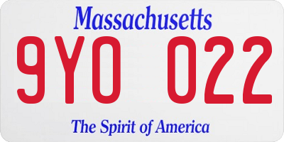 MA license plate 9YO022