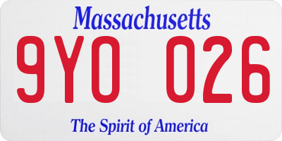 MA license plate 9YO026