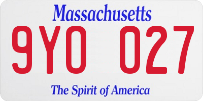MA license plate 9YO027