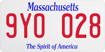 MA license plate 9YO028