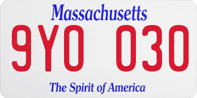 MA license plate 9YO030